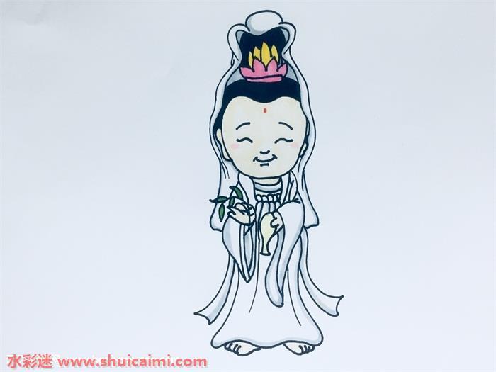 观音菩萨怎么画 观音菩萨简笔画简单好看带颜色