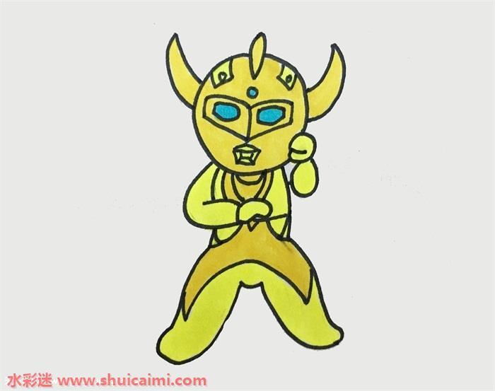 黄金赛罗卡通动漫简笔画图片教程大全