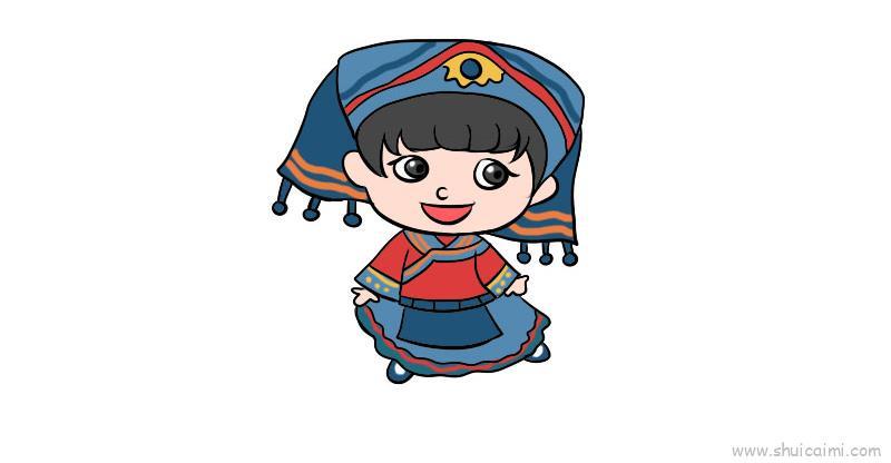少数民族服饰儿童画怎么画 少数民族服饰简笔画简单