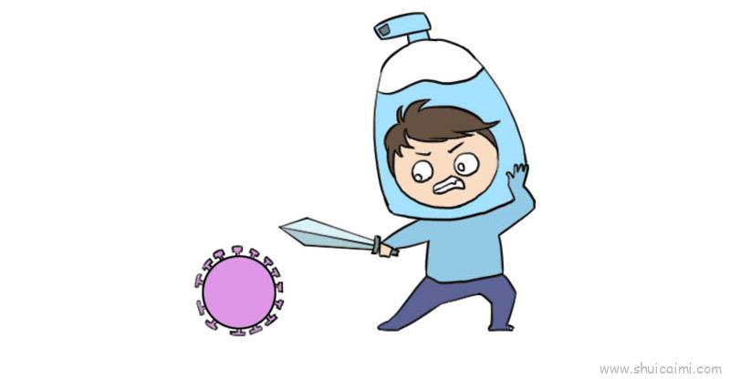 防疫病毒卡通简笔画步骤教学
