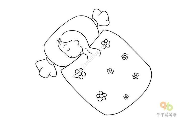 正在睡梦中的小女孩简笔画