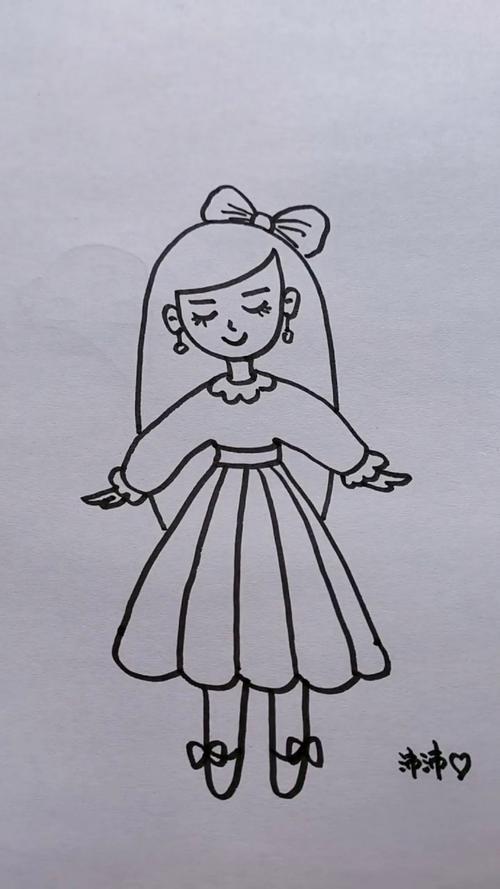 美丽的小女孩简笔画