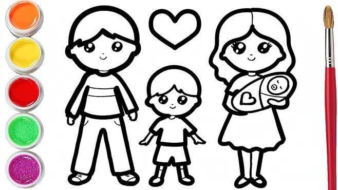 一家四口的简笔画教程学会后你也可以画你的家超级有爱母婴亲子