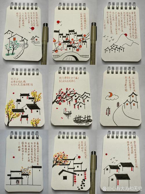 江南简笔画里的水乡