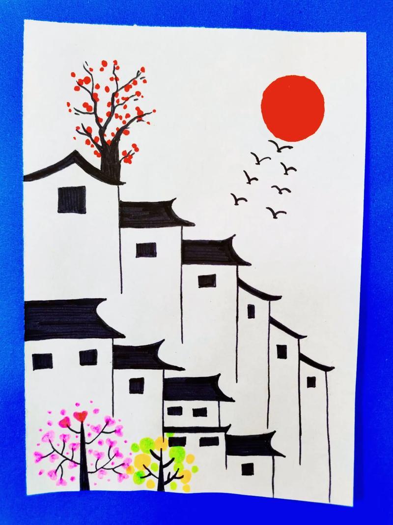 儿童简笔画人人尽说江南好游人只合江南老江南主题画兑音