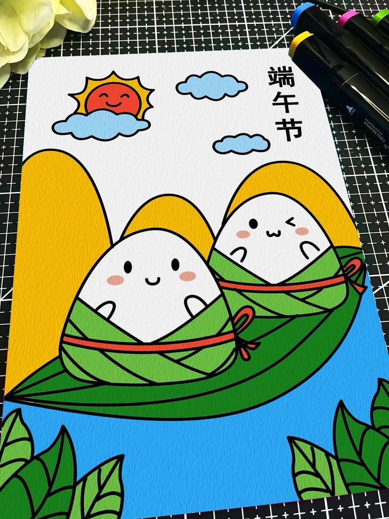 端午节儿童创意主题画小粽子划船简笔画教程简单好看快来跟我一起