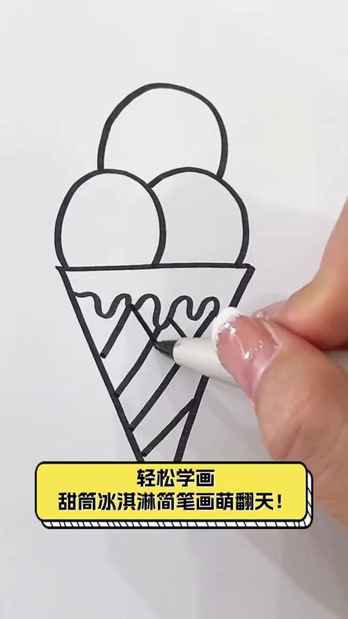 轻松学画甜筒冰淇淋简笔画萌翻天