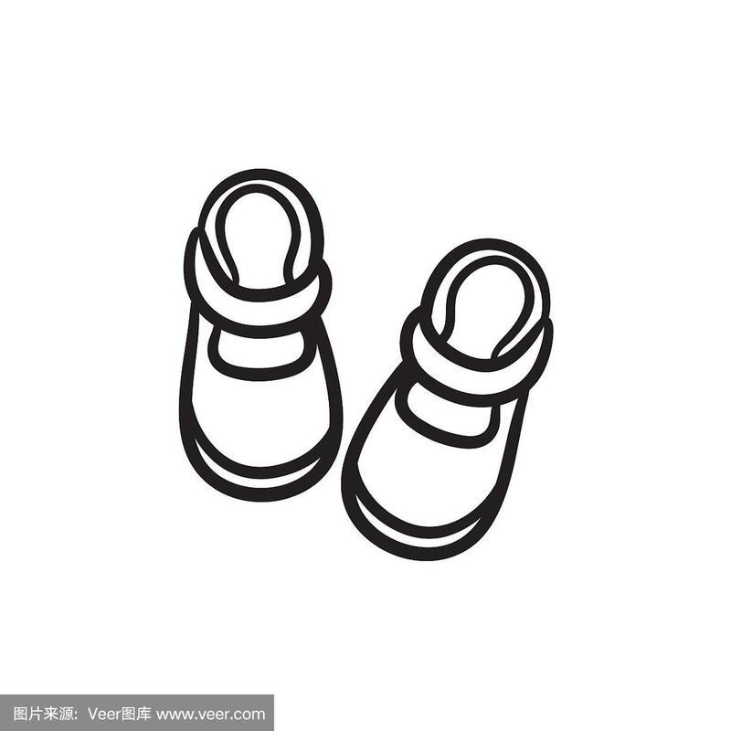 婴儿鞋素描图标