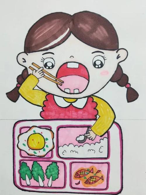 儿童吃饭的简笔画