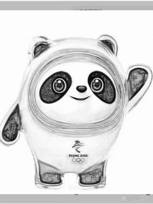 冰墩墩简笔画冰墩墩是冬奥会吉祥物之一它可爱憨态可掬象征着