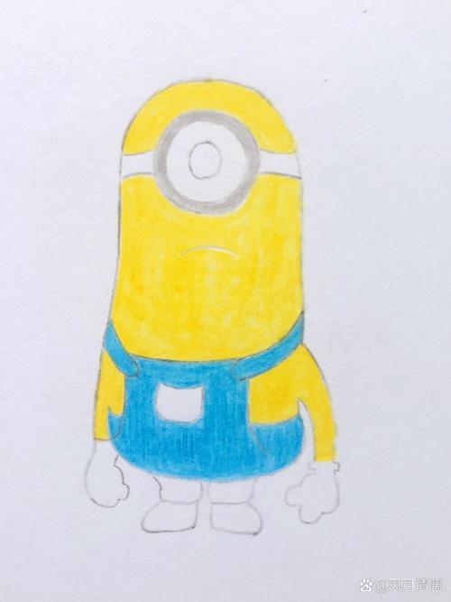 小黄人彩铅简笔画卡通动漫简单画画过程图