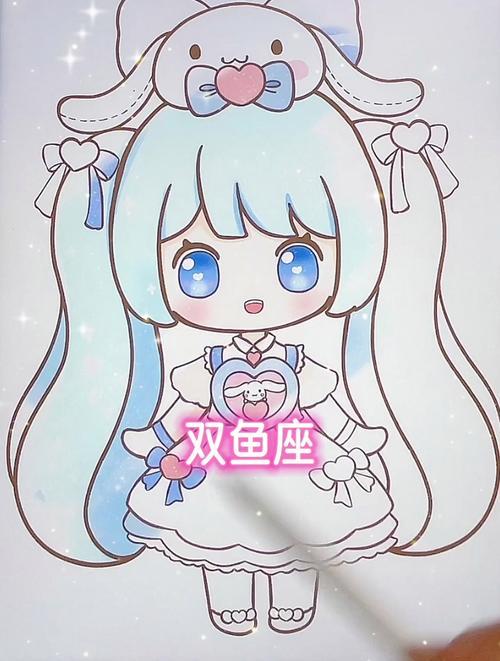 可爱动漫星座公主简笔画十二星座公主儿童卡通画超可爱公主画