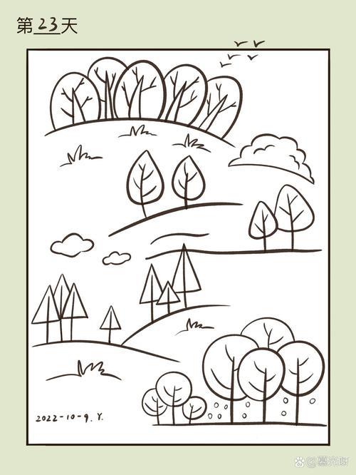 ipad控笔打卡第23天森林简笔画