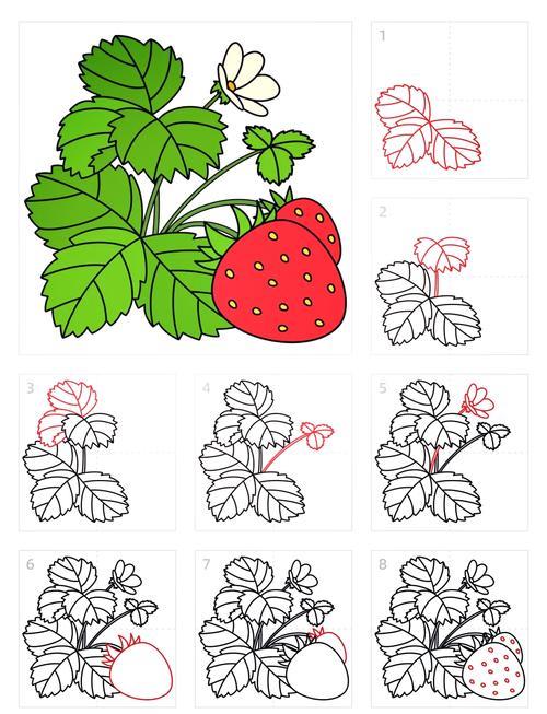 简笔画草莓教程