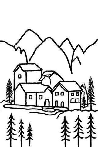 美丽的家乡简笔画