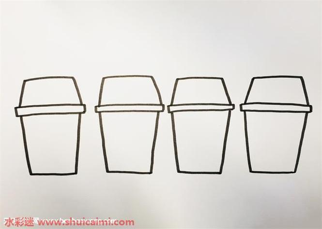 标志简笔画贴纸废物垃圾桶分类标识标志垃圾分类垃圾桶怎么画厨余垃