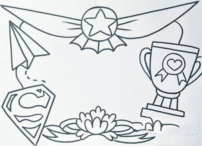 父亲节儿童画奖状奖杯马克笔儿童画