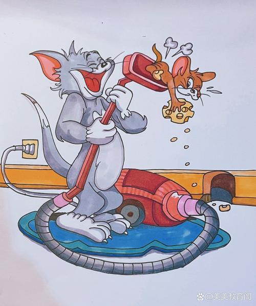 马克笔猫和老鼠简笔画附过程图