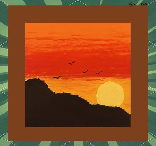 重彩油画棒日落临摹教程