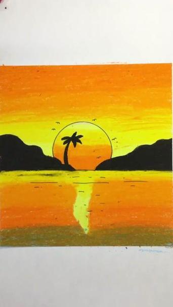 白云乌云朝霞晚霞简笔画一幅图抖音