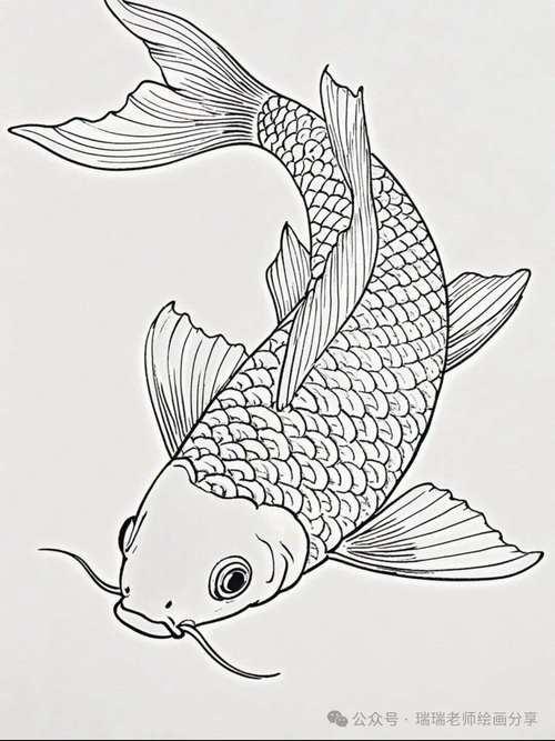 锦鲤白描线稿资料收藏备用