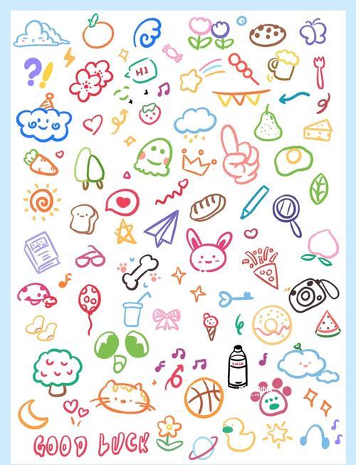 可爱手帐贴纸简笔画大集合
