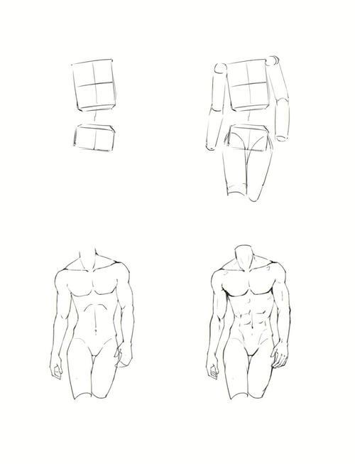 3在木头人的基础上画出人体的体块要记得肌肉形状4在人体上画