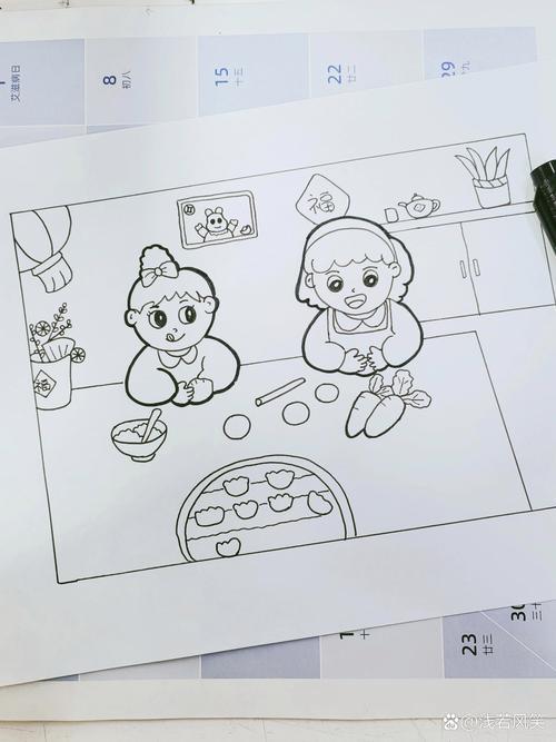 新年到包饺子过春节简笔画