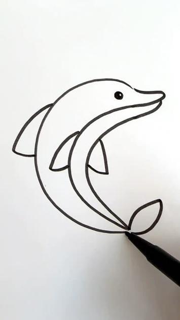 教你用三个字母画海豚简笔画儿童简笔画一起学画画