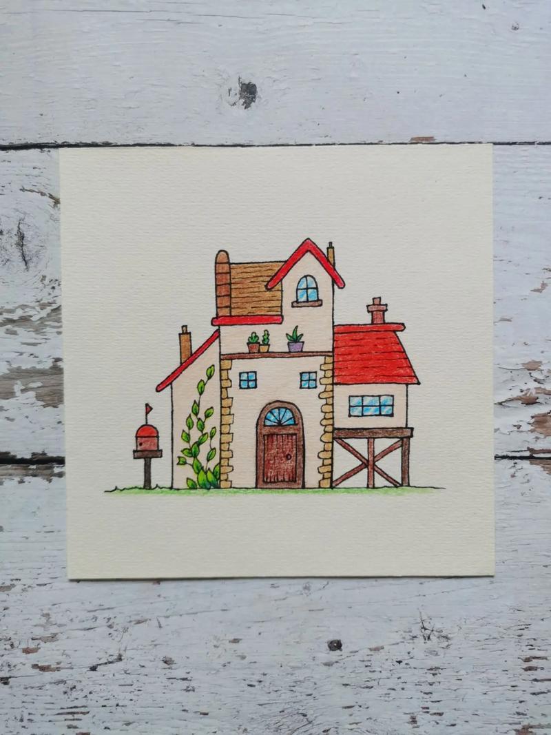 简笔画别墅今天画别墅这样的房子你喜欢吗画画简笔抖音