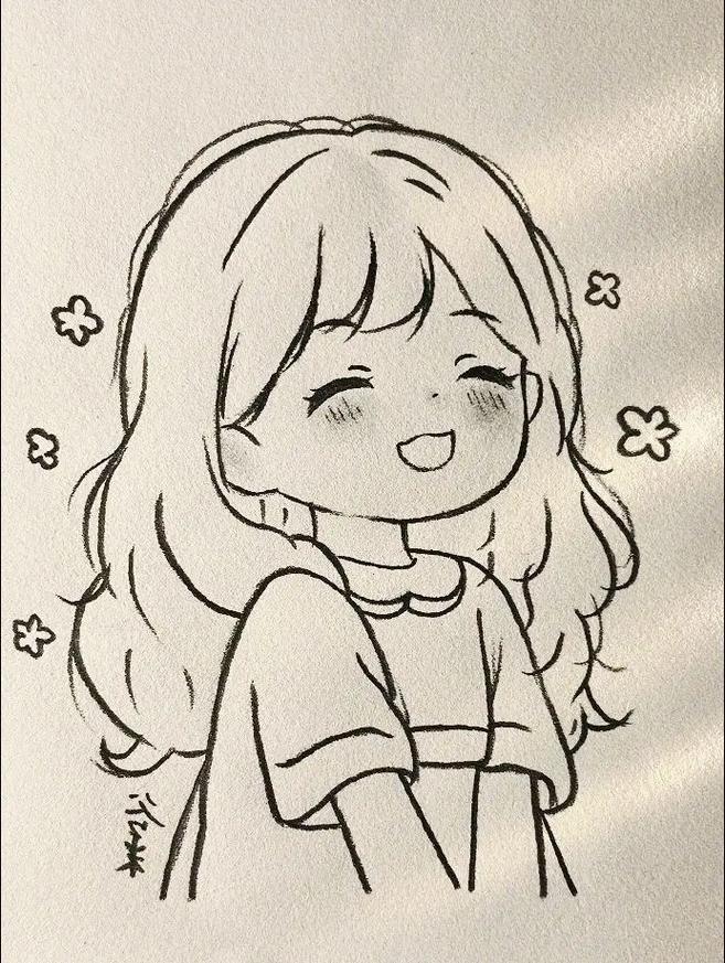 可爱的卡通女孩简笔画教程画个头像女孩简笔画小