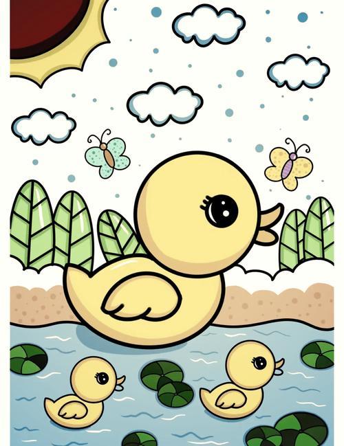 幼儿园小黄鸭简笔画教程