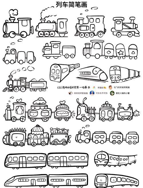 列车动车火车简笔画大赏