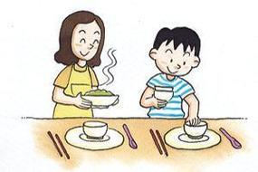 小孩收拾餐具简笔画