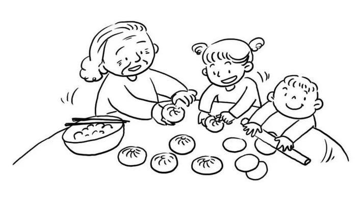 包饺子的儿童画简笔画