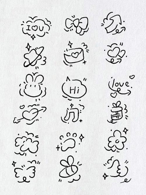 可爱简笔画简笔画小表情包素材组每日一画画手帐素材