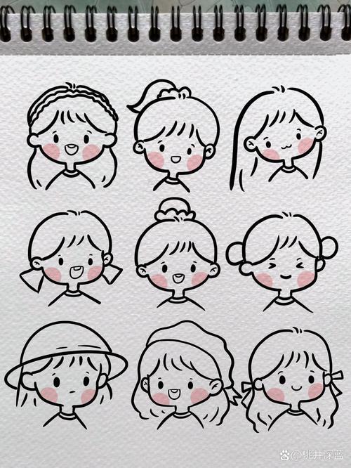 简笔画可爱女孩头像卡通儿童简单零基础