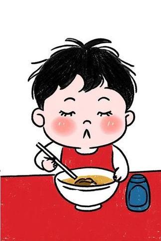 小朋友吃饭简笔画