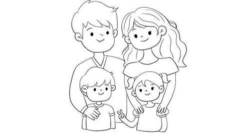 全家福简笔画四口之家图片全家福简笔画步骤教学