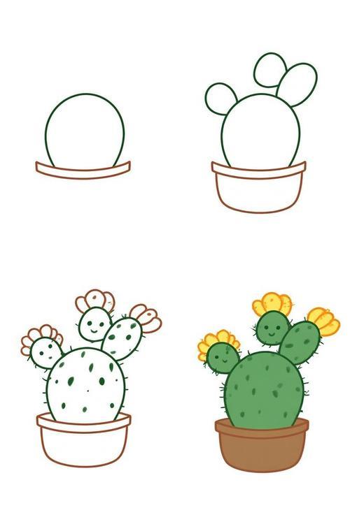仙人掌儿童画简笔画