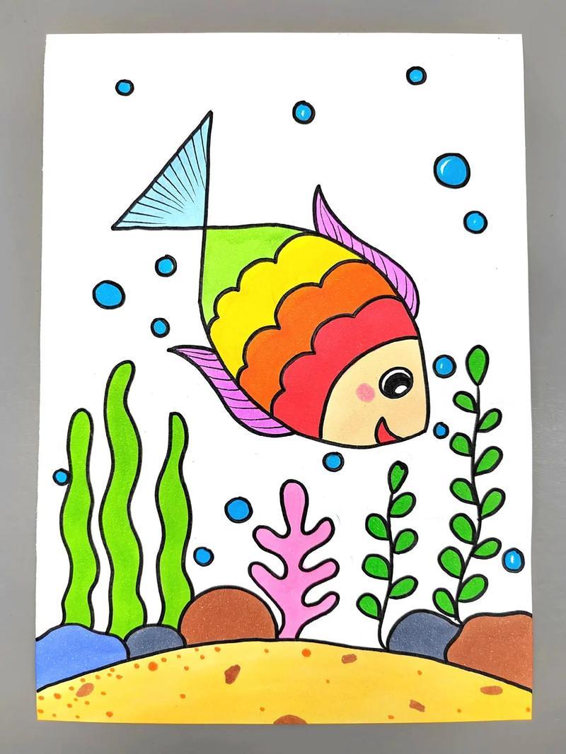 教你用数字4画小鱼简单好看快来试试吧小鱼简笔画抖音