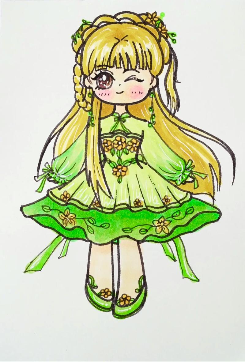 q版古风绿裙小仙女简笔画教程一起来画q版古风绿裙小仙女绘抖音
