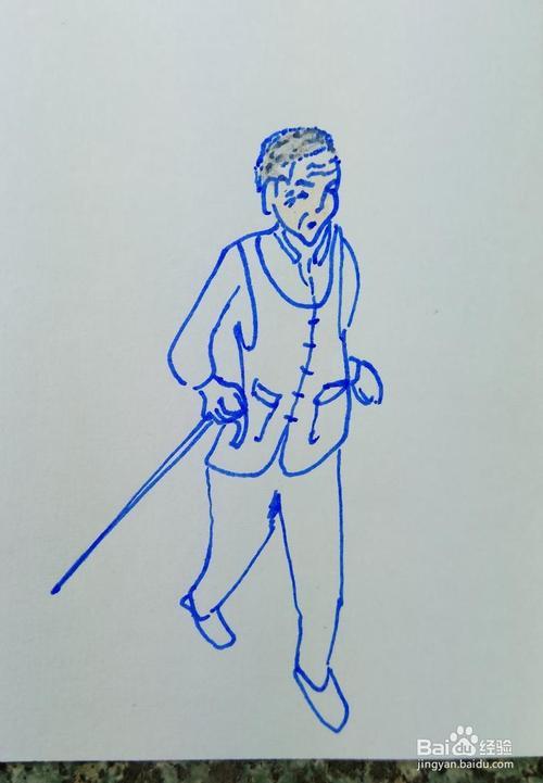 怎样画儿童简笔画拄着拐杖走路的老人爷爷简笔画怎么画住拐棍的老爷爷