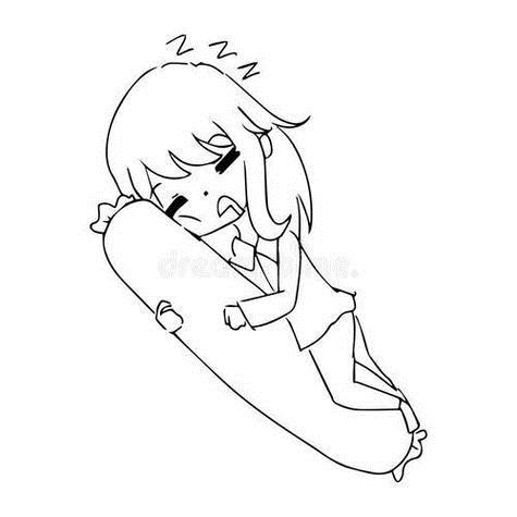 小女孩在树下睡觉的简笔画