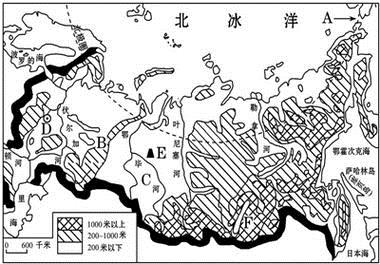 读俄罗斯地形图回答下列问题