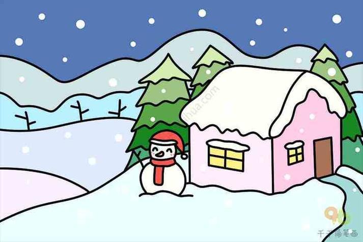 快乐的冬天简笔画画法下雪的笔画简笔画简笔画图片大全蒲城教育文学