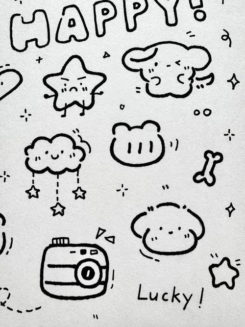 手绘每日一画ins可爱简笔画临摹heyin可爱简简单单滴素材