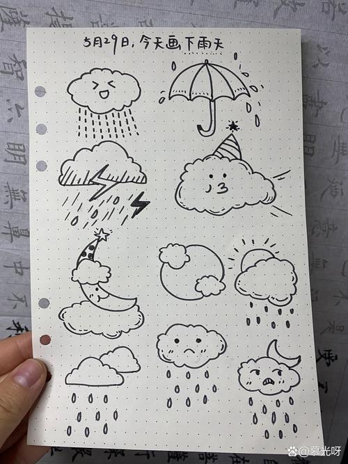 简笔画下雨天