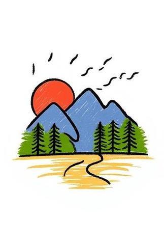 最近我尝试了一下画夕阳用简单的线条就勾勒出了美丽的晚霞和即将落