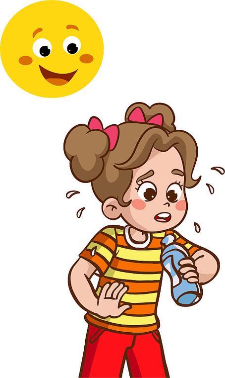 非常口渴的女孩矢量插图插画下载